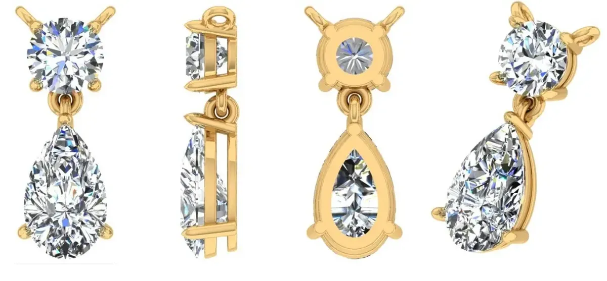 Pear & Round Diamond Fashion Necklace 