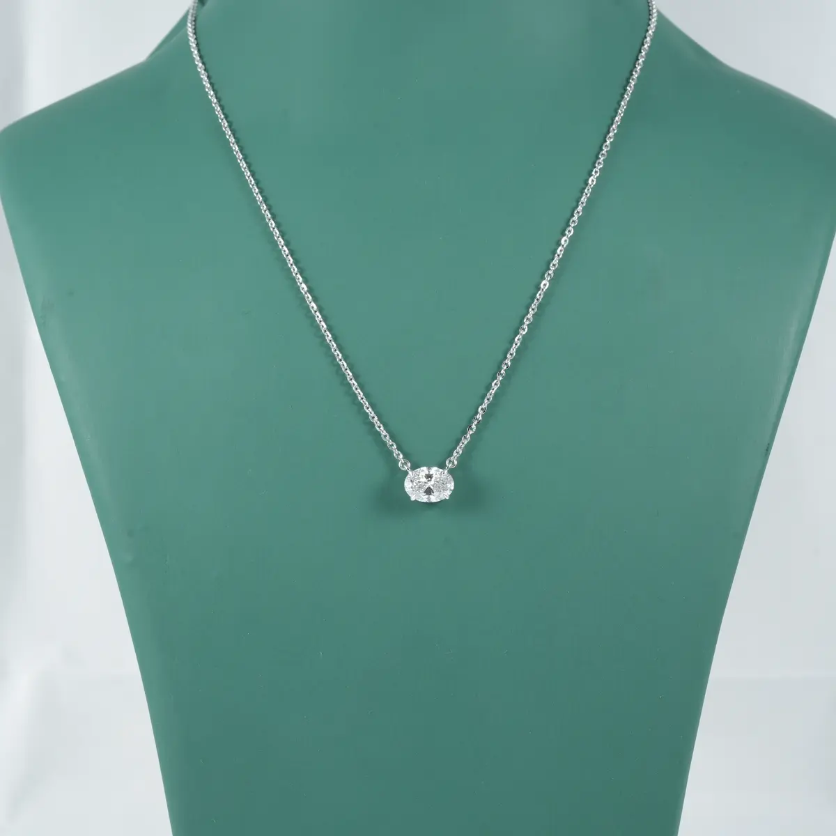 Oval Diamond Solitaire Necklace 