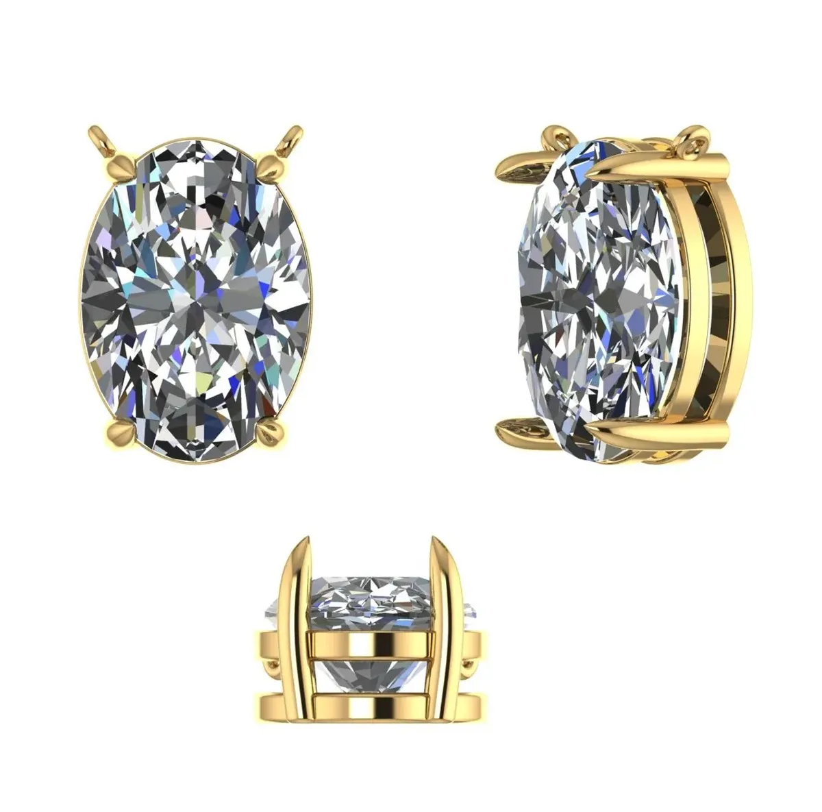 Oval Diamond Solitaire Necklace 