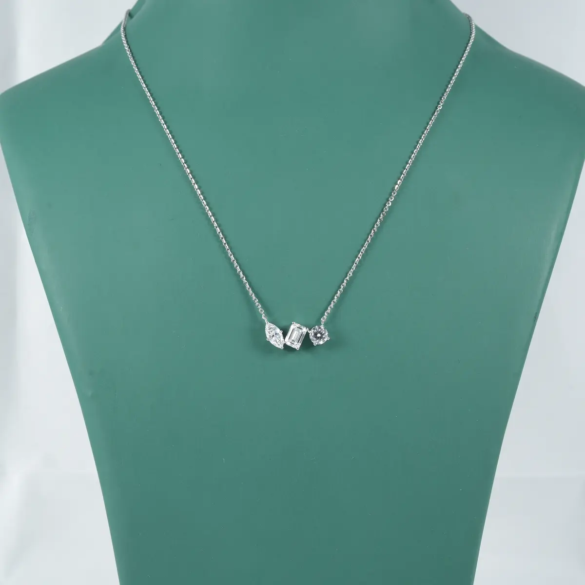 Emerald, Marquise & Round Diamond Fashion Necklace 