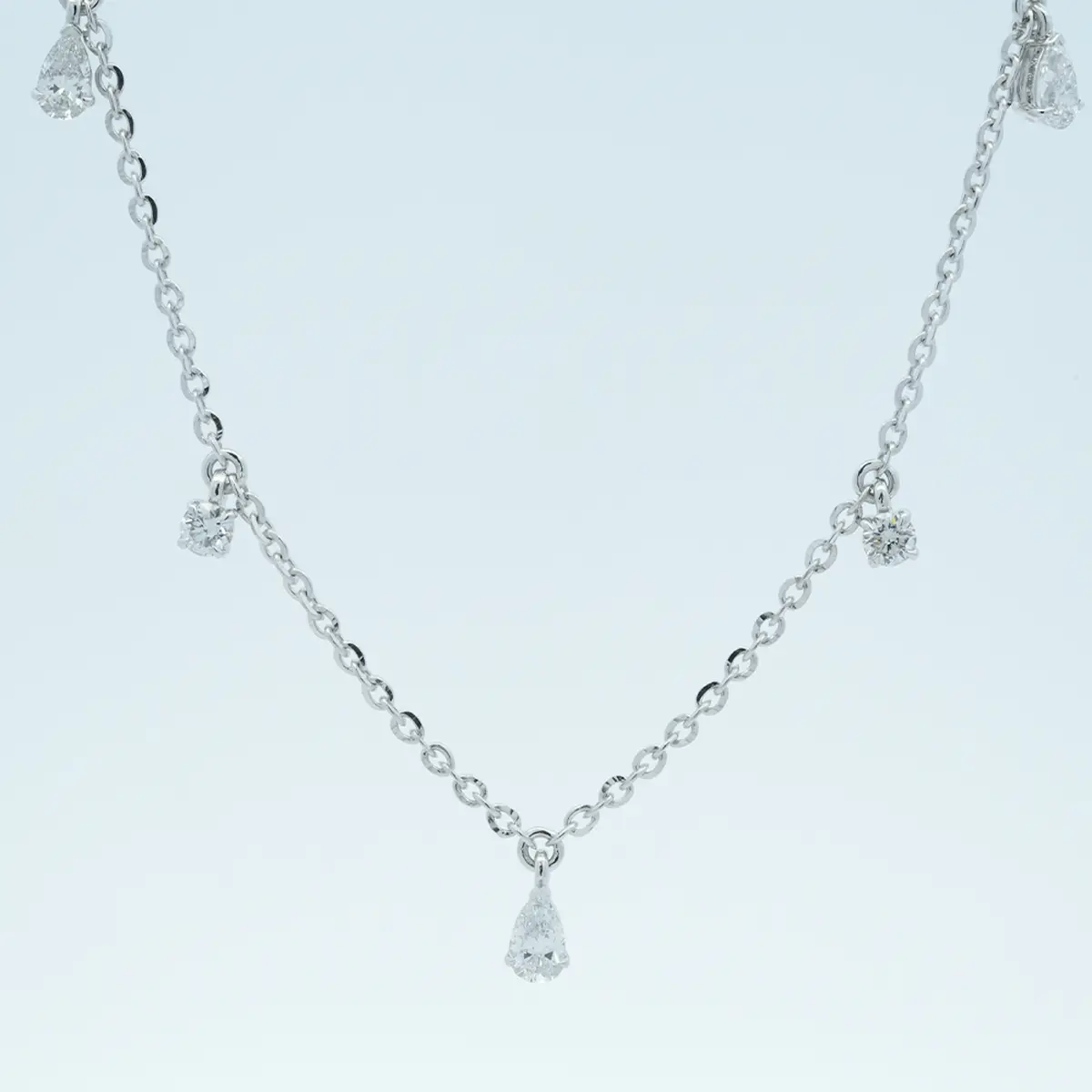 Pear & Round Diamond Fashion Necklace 