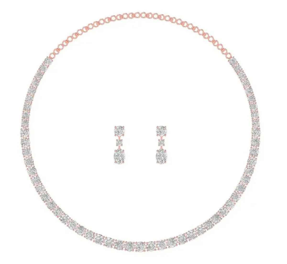 Round Diamond Tennis Necklace 