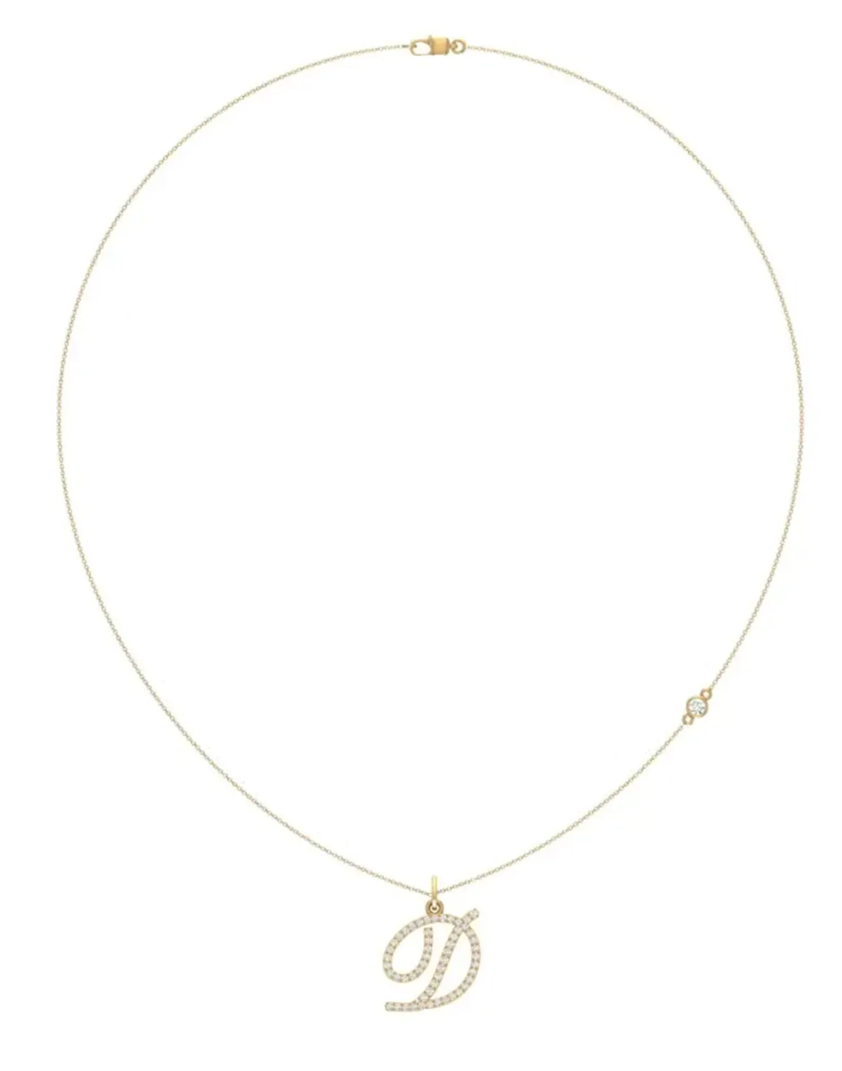 Round Diamond D Letter Fashion Necklace
