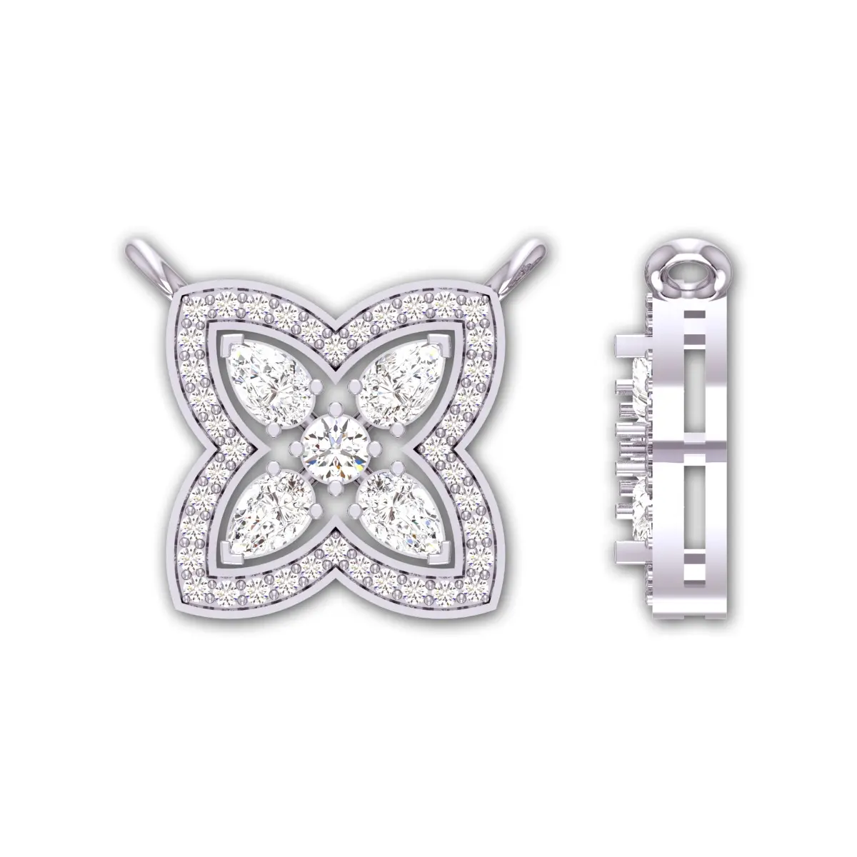 Pear & Round Diamond Fashion Necklace