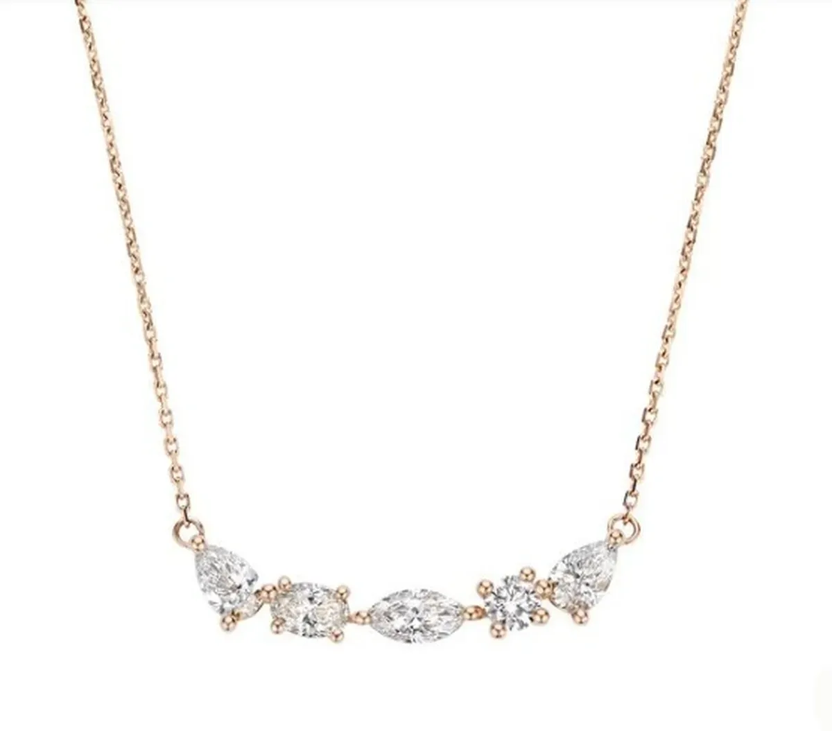 Pear , Oval, Marquise & Round Diamond Necklace 