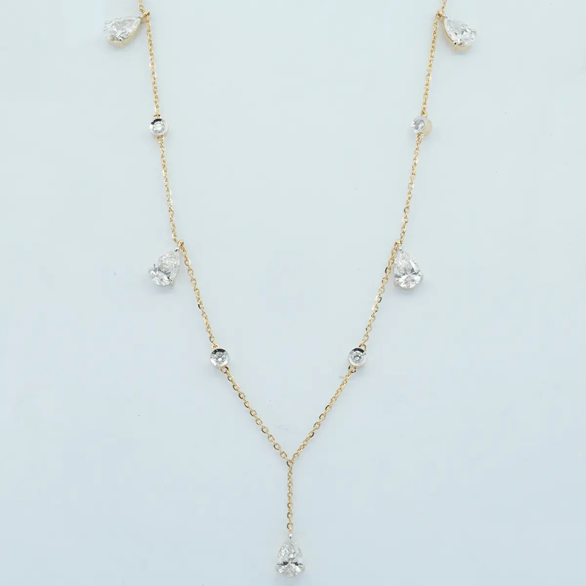 Pear & Round Diamond Fashion Necklace