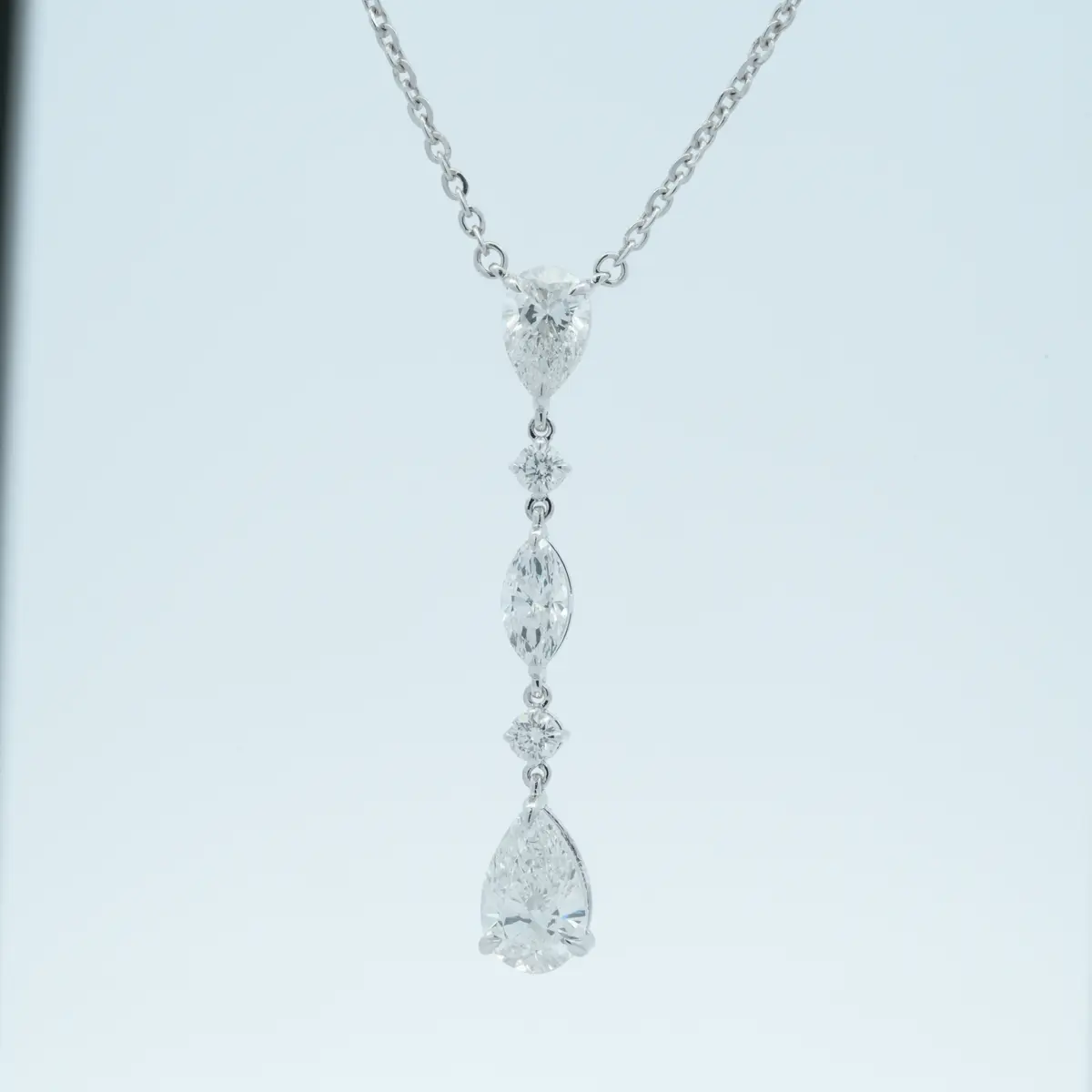Pear & Round Diamond Fashion Necklace