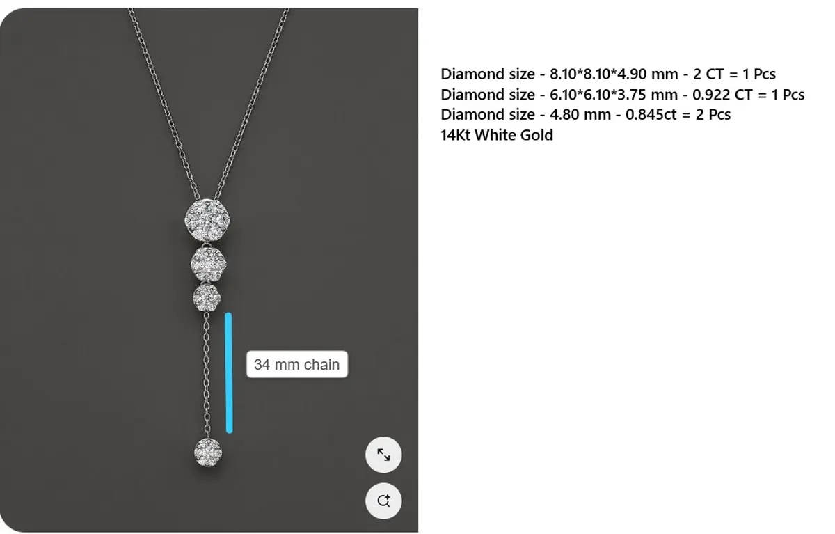 Round Diamond Hanging Chain Fashion Necklace 