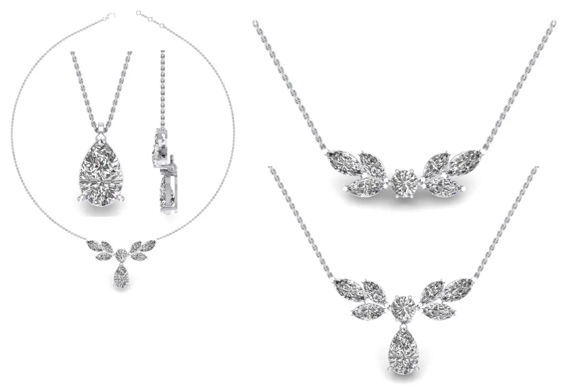 Marquise & Round Diamond Fashion Necklace