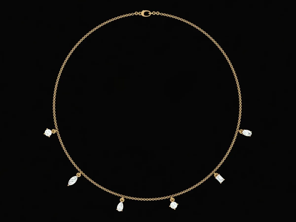 Emerald, Pear, Marquise, Oval & Round Fashion Necklace 