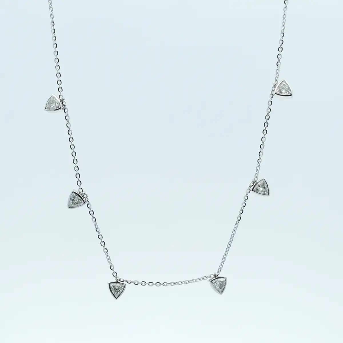 Bezel Setting Trillion Diamond Fashion Necklace