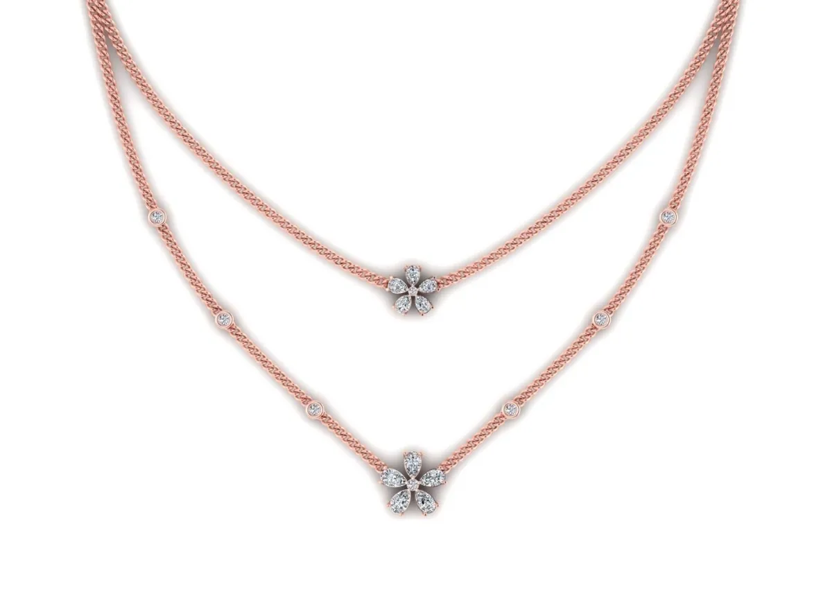 Pear & Round Diamond Fashion Necklace 