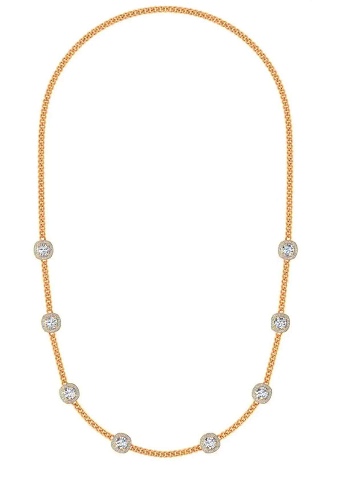 Halo Setting Round Diamond Necklace 