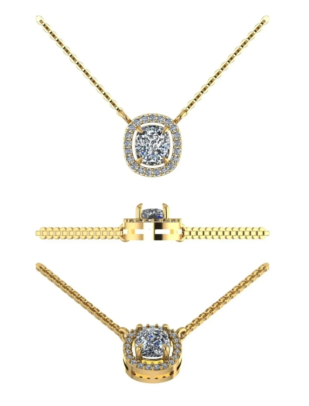 Cushion & Round Diamond Necklace 
