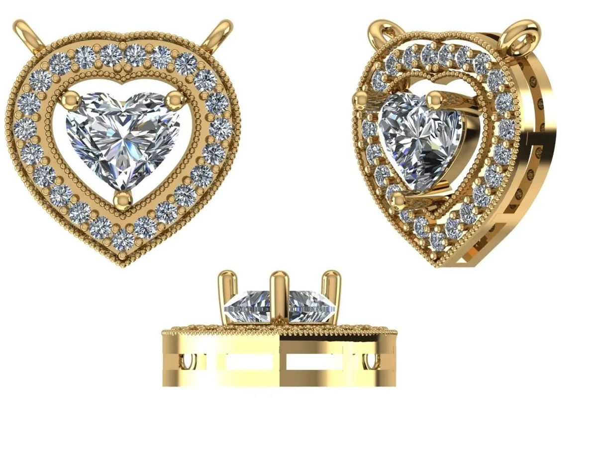 Heart & Round Diamond Necklace 