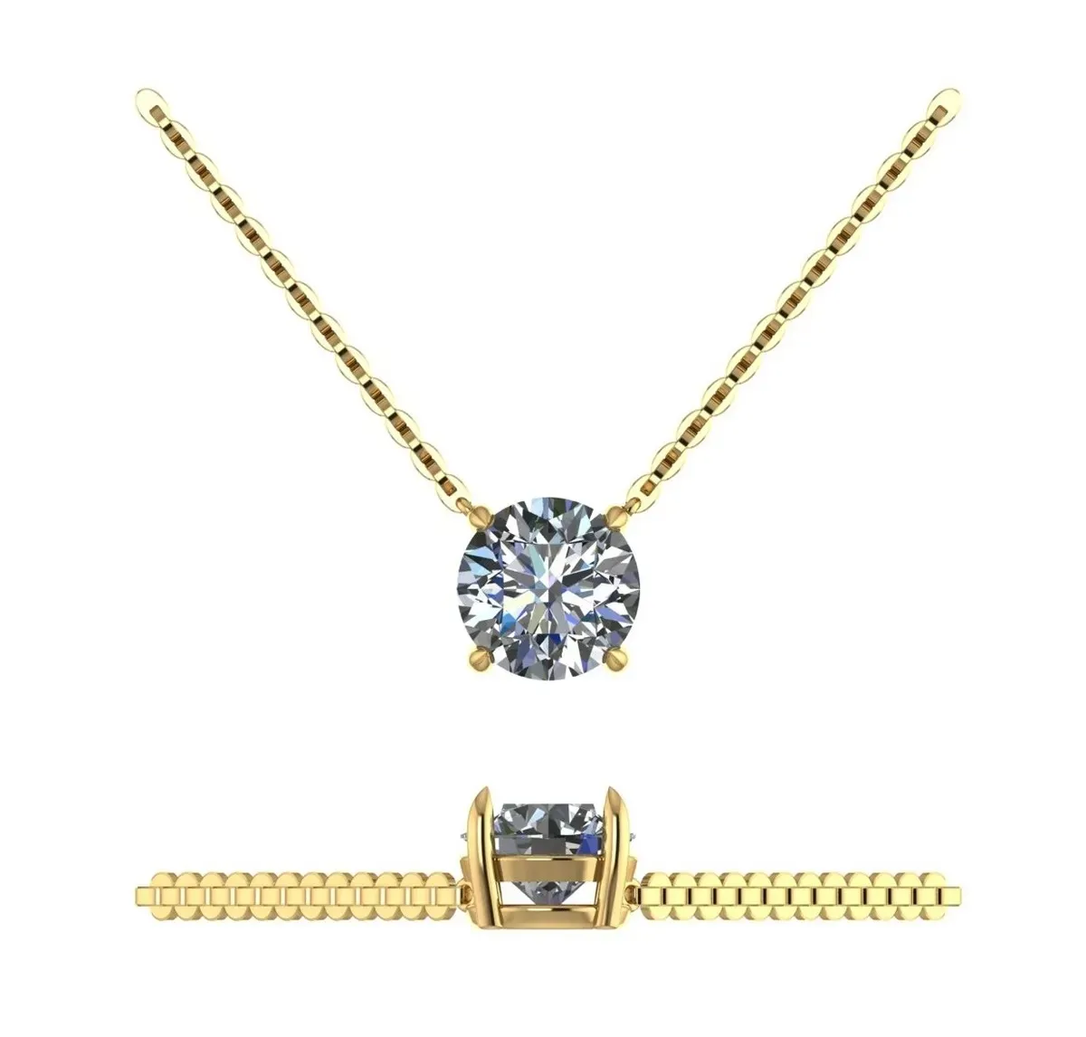 Round Diamond Solitaire Necklace 