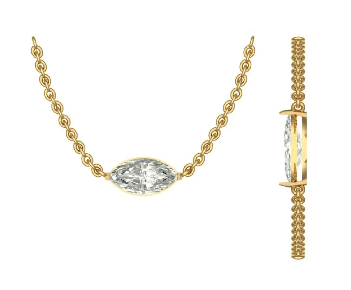 Marquise Diamond Solitaire Necklace  