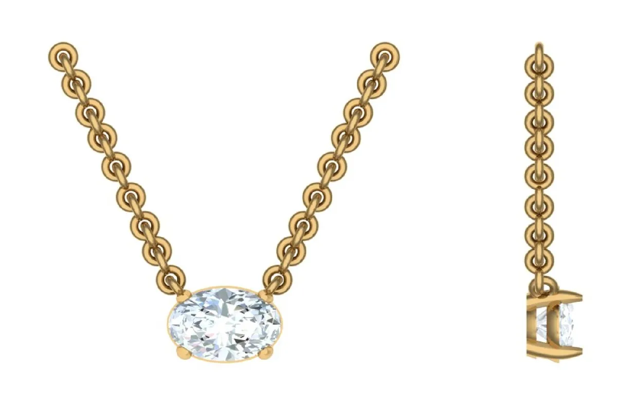Oval Diamond Solitaire Necklace 