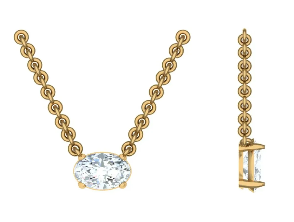 Oval Diamond Solitaire Necklace 