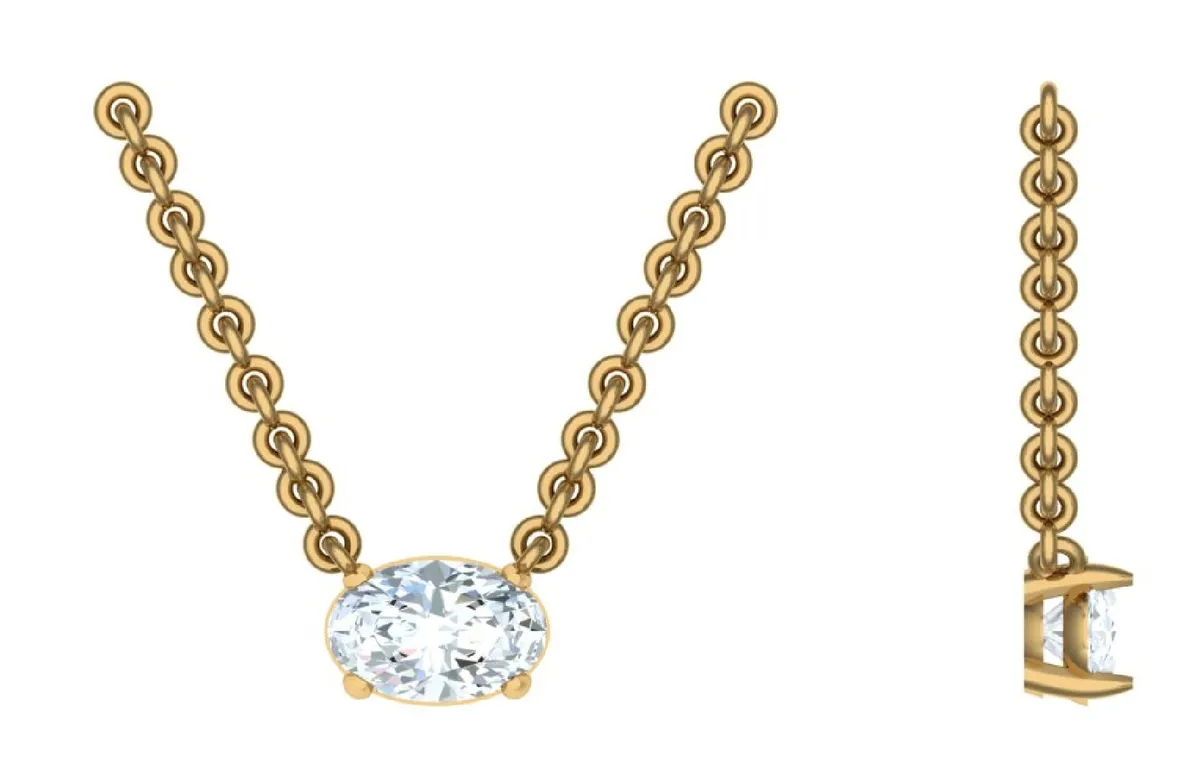 Oval Diamond Solitaire Necklace 