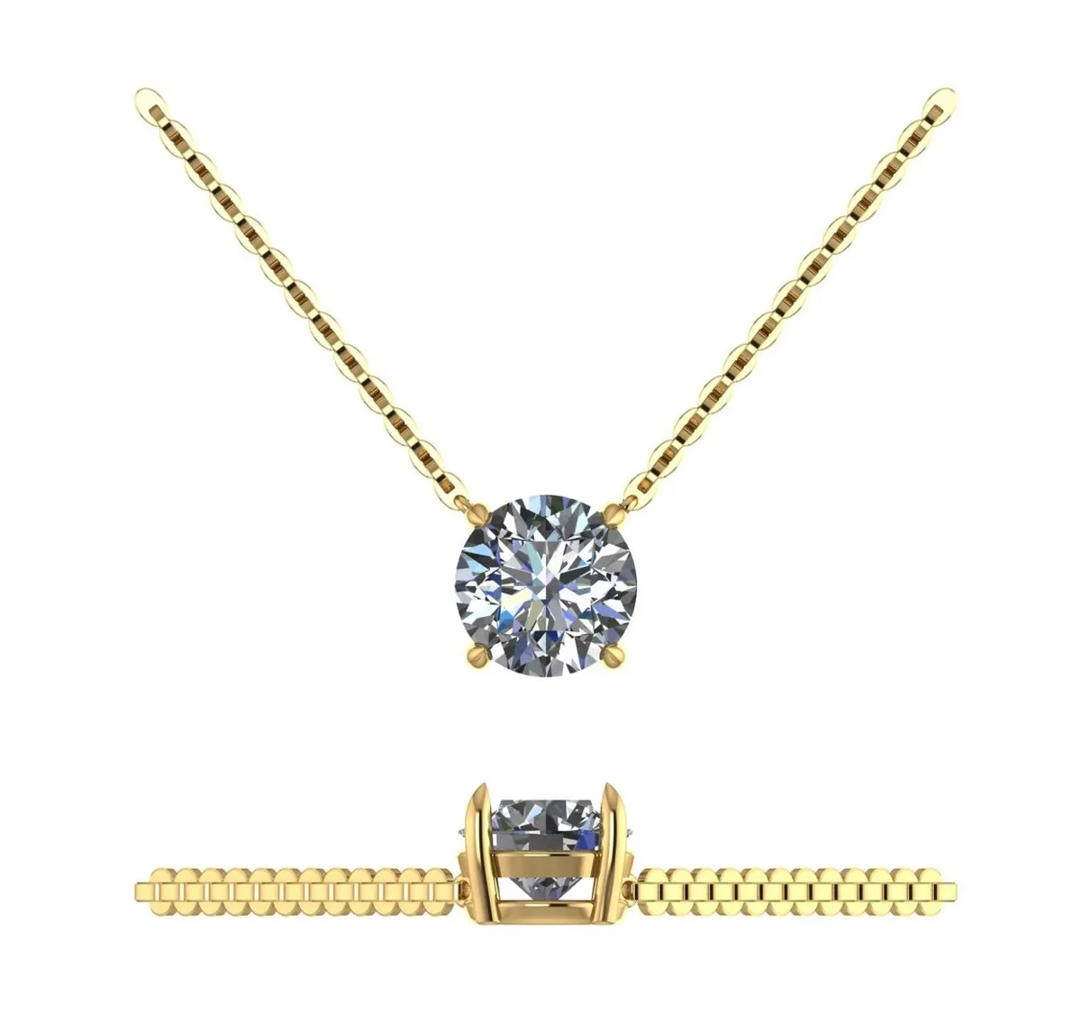 Round Diamond Solitaire Necklace 