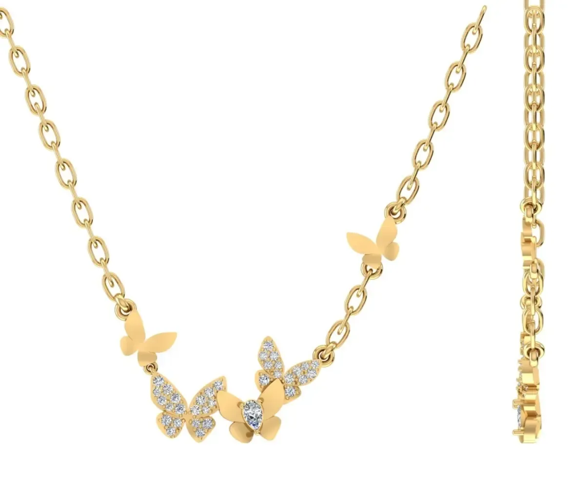 Pear & Round Diamond Fashion Necklace 