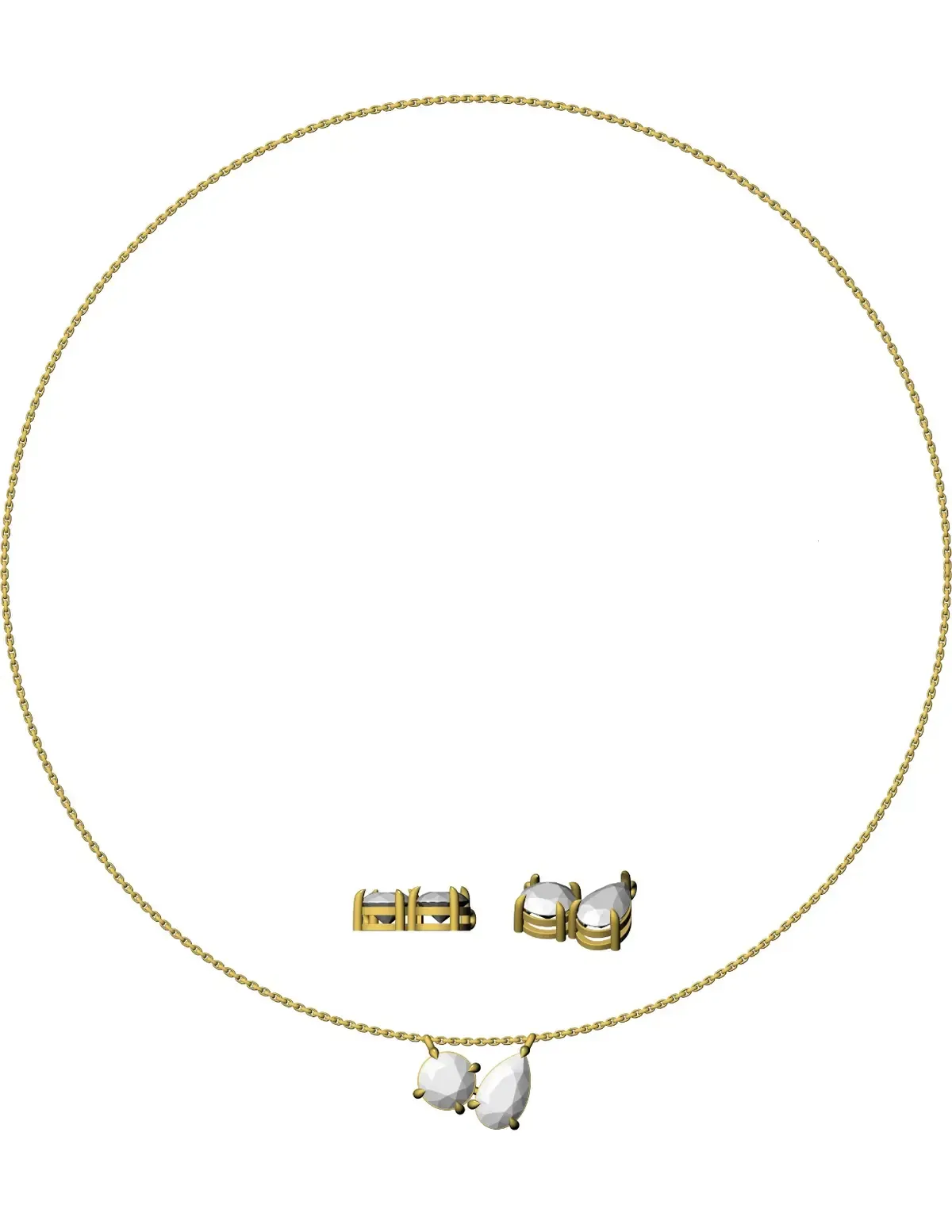 Pear & Round Diamond Fashion Necklace 