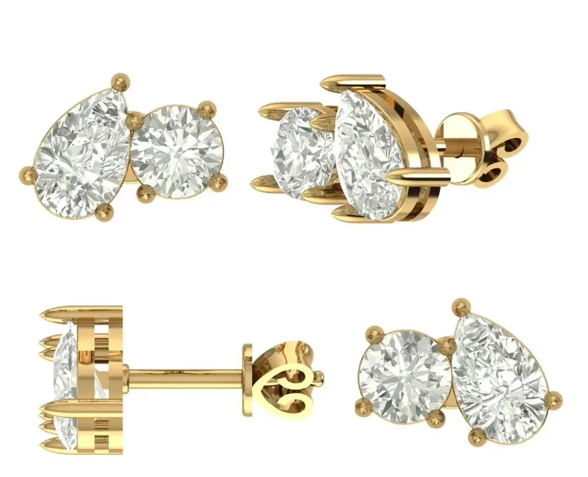 Pear & Round Diamond Fashion Earring 