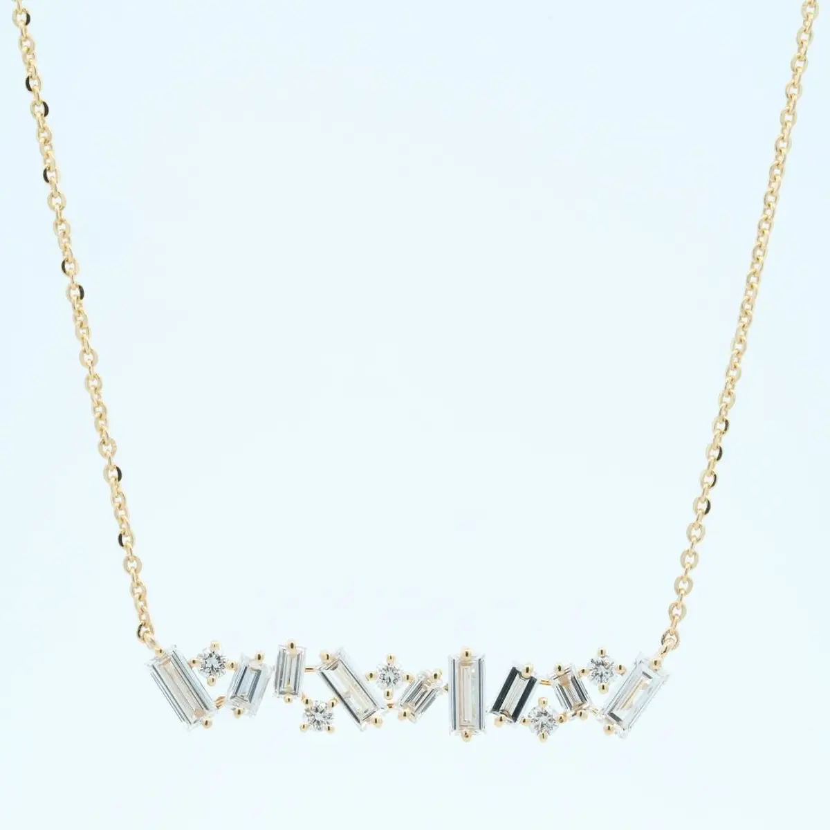 Baguette & Round Diamond Fashion Necklace 