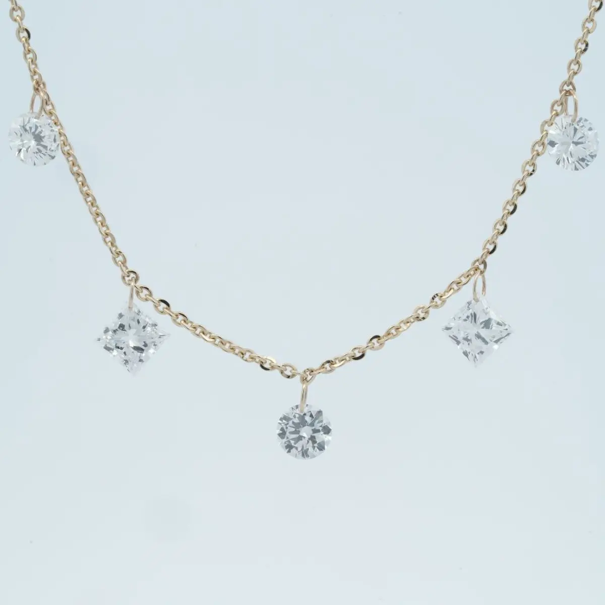 Round & Princess Drill Diamond Fashion Necklace 