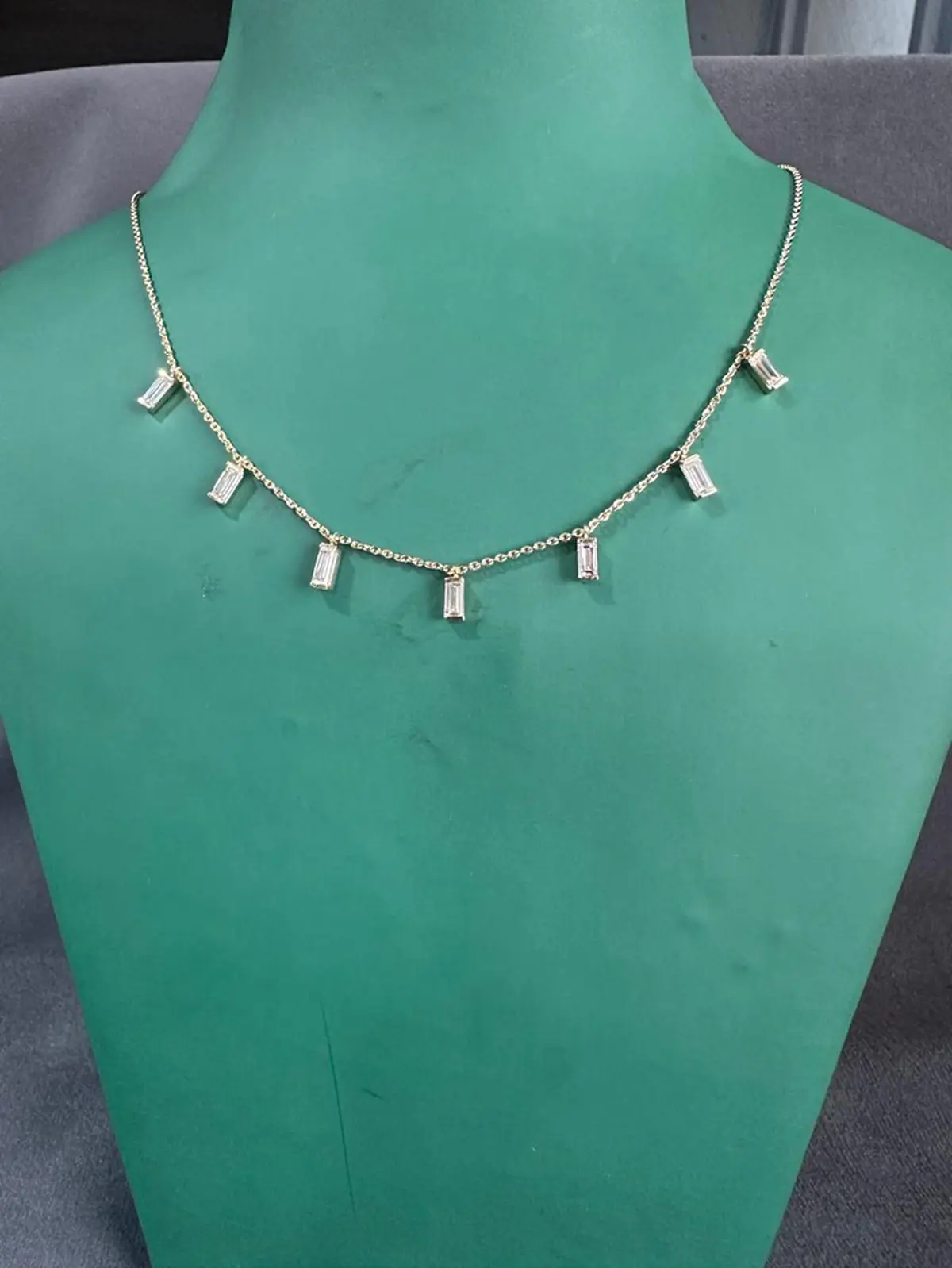 Half Bezel Diamond Baguette Diamond Fashion Necklace