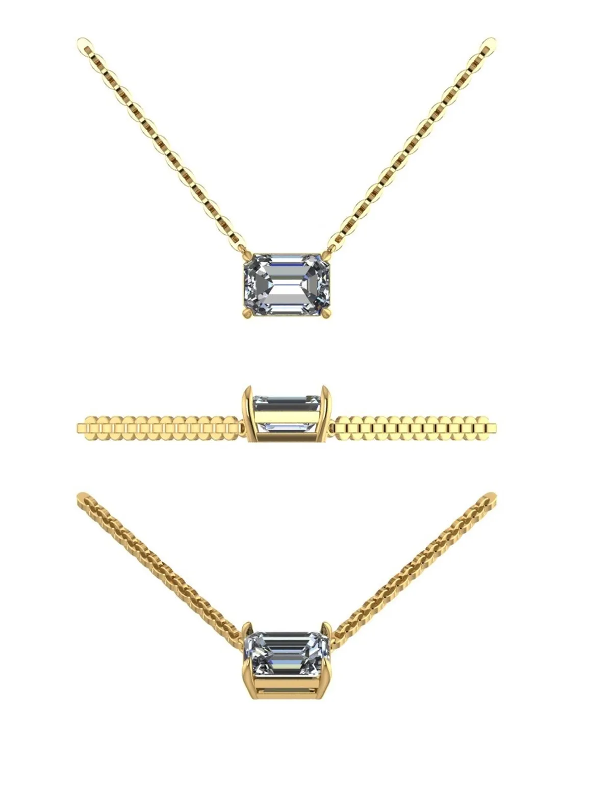 Emerald Diamond Solitaire Necklace 