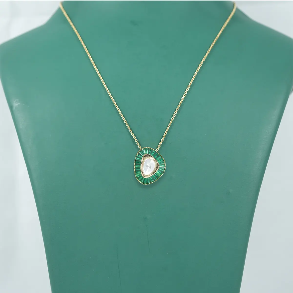 Baguette Colour Stone & Polki Necklace Set Earring 