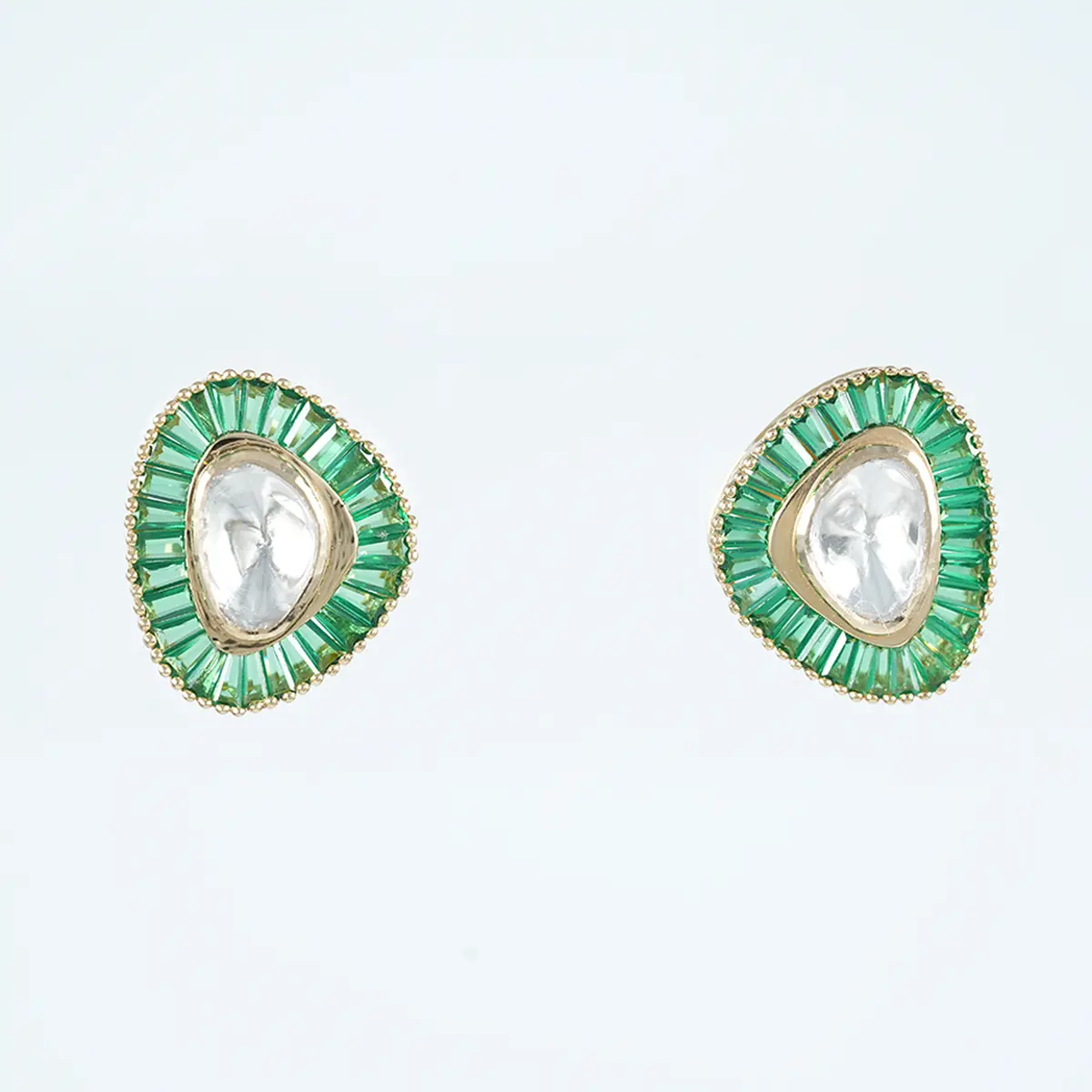 Baguette Colour Stone & Polki Earring 