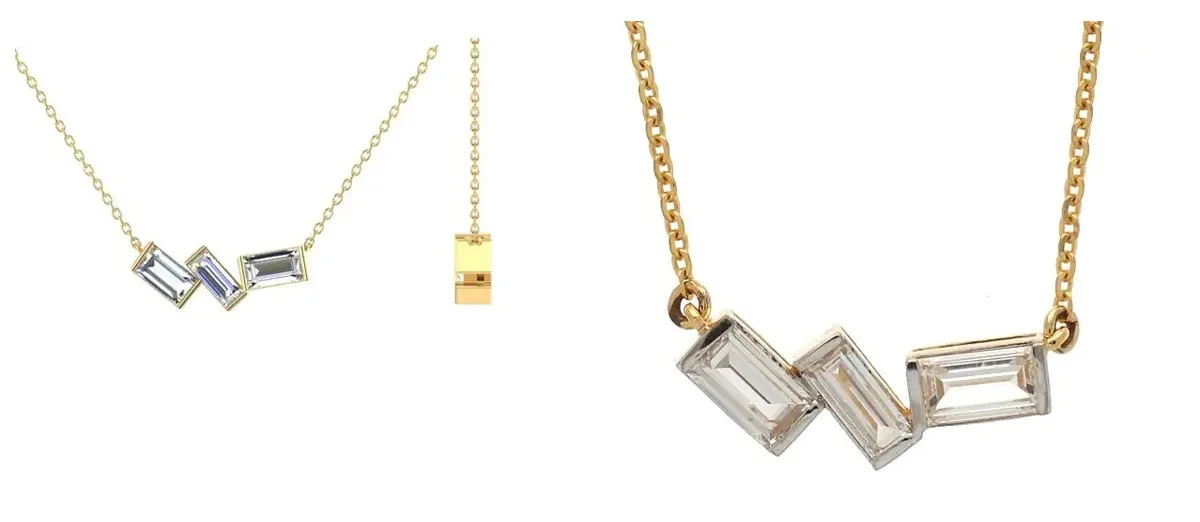 Half Bezel Setting Baguette Diamond Fashion Necklace 