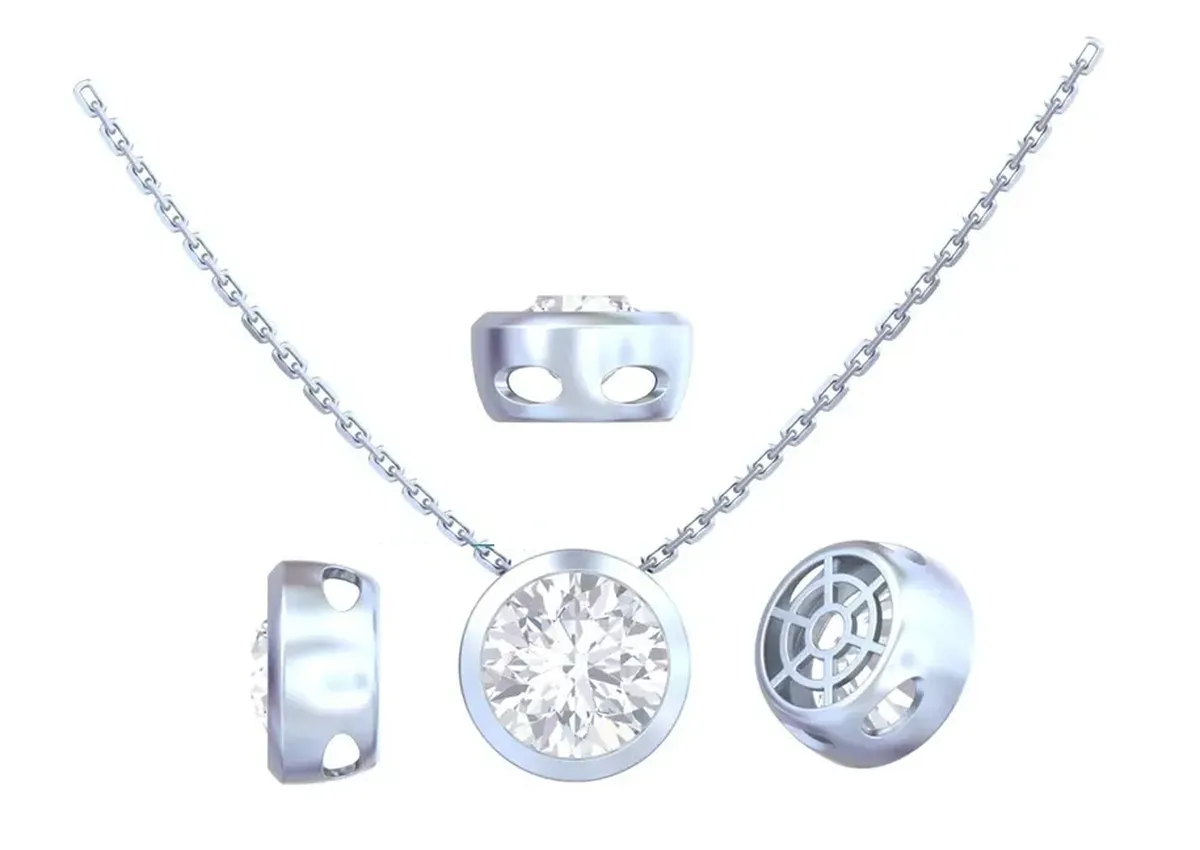 Bezel Setting Round Diamond Solitaire Necklace 