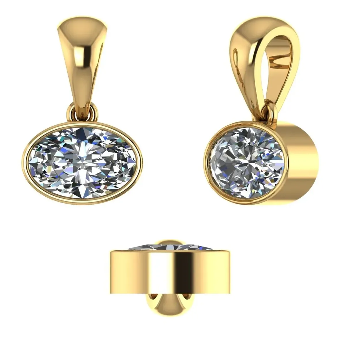 Bezel Setting Oval Diamond Solitaire Necklace 