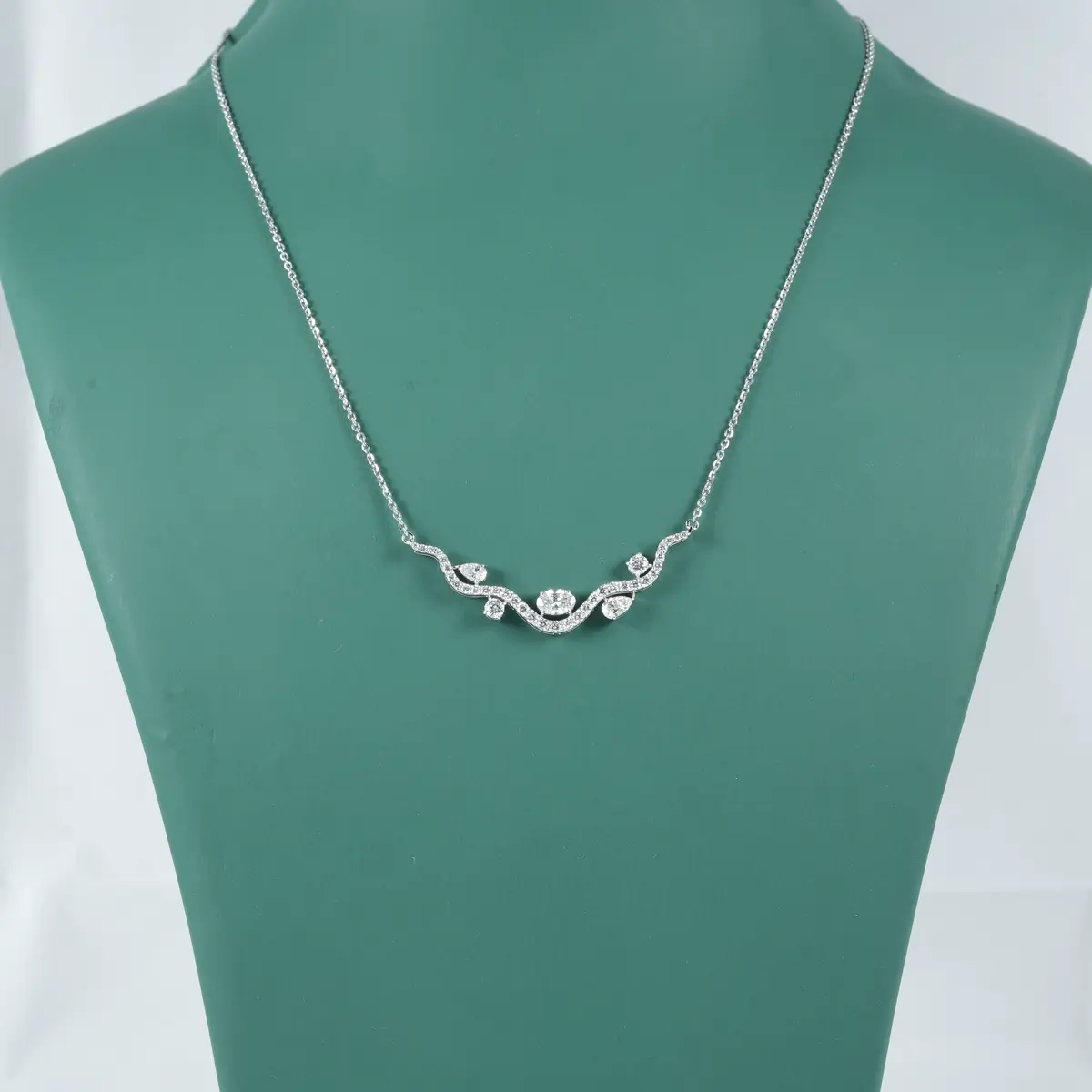 Pear, Oval & Round Diamond Fashion Necklace 