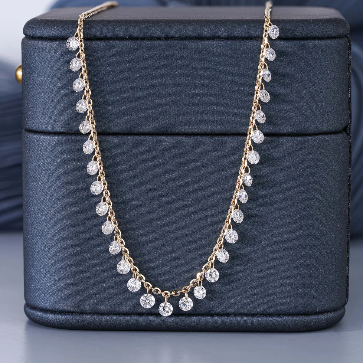Round Drill Diamond Necklace 