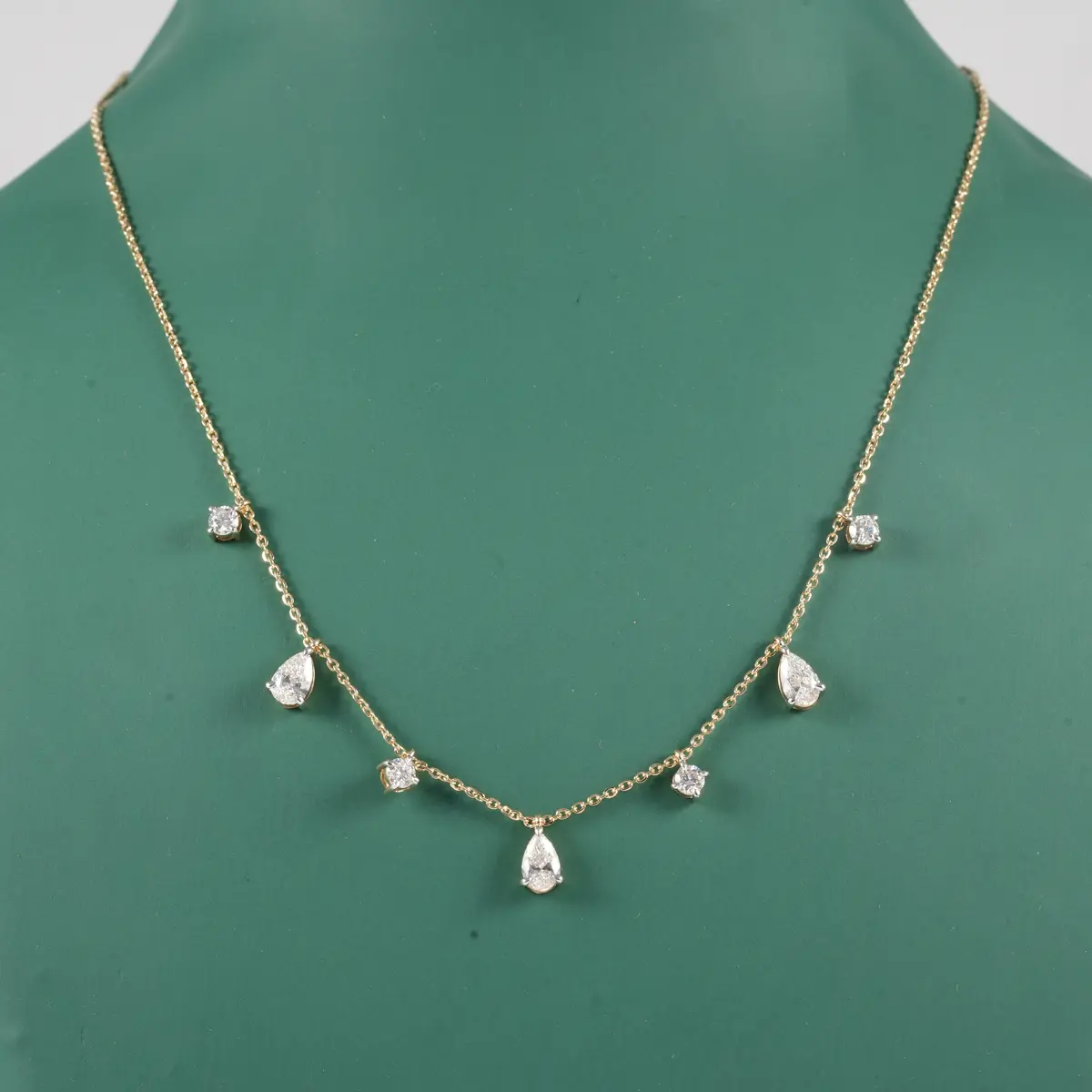 Pear & Round Diamond Fashion Necklace 
