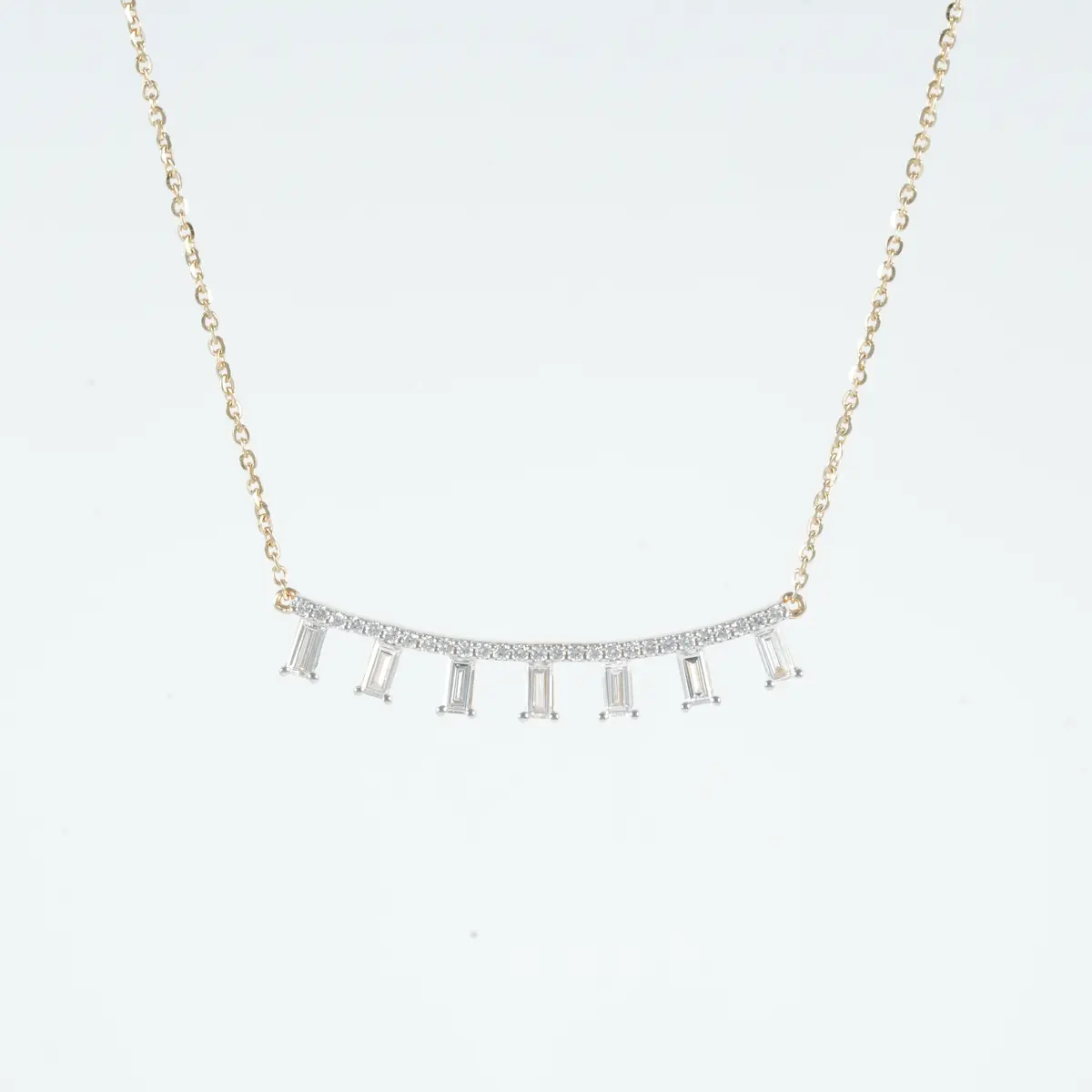 Baguette & Round Diamond Fashion Necklace 