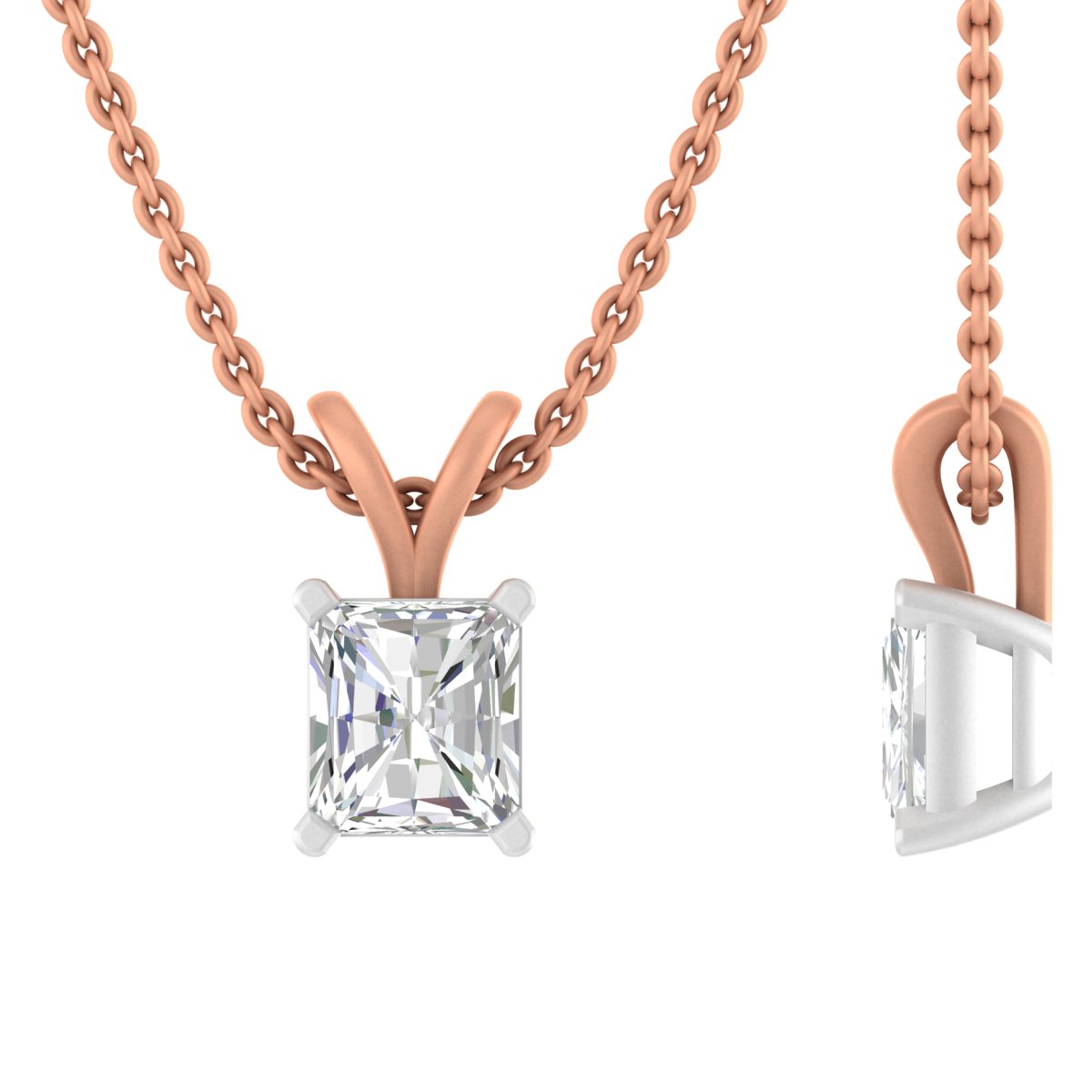 Emerald Diamond Solitaire Necklace 