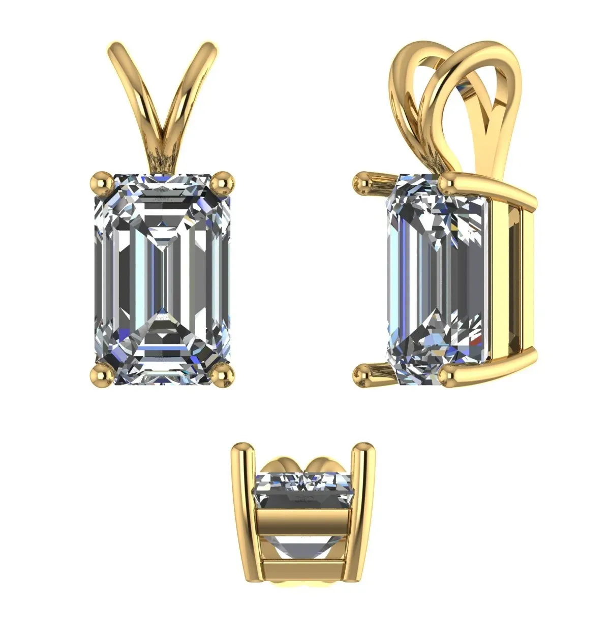 Emerald Diamond Solitaire Necklace 