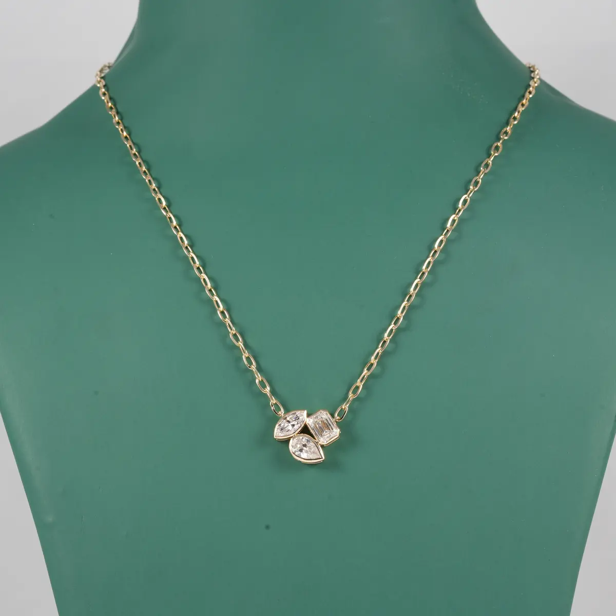 2.00 CTW Three Stone Bezel Setting Necklace