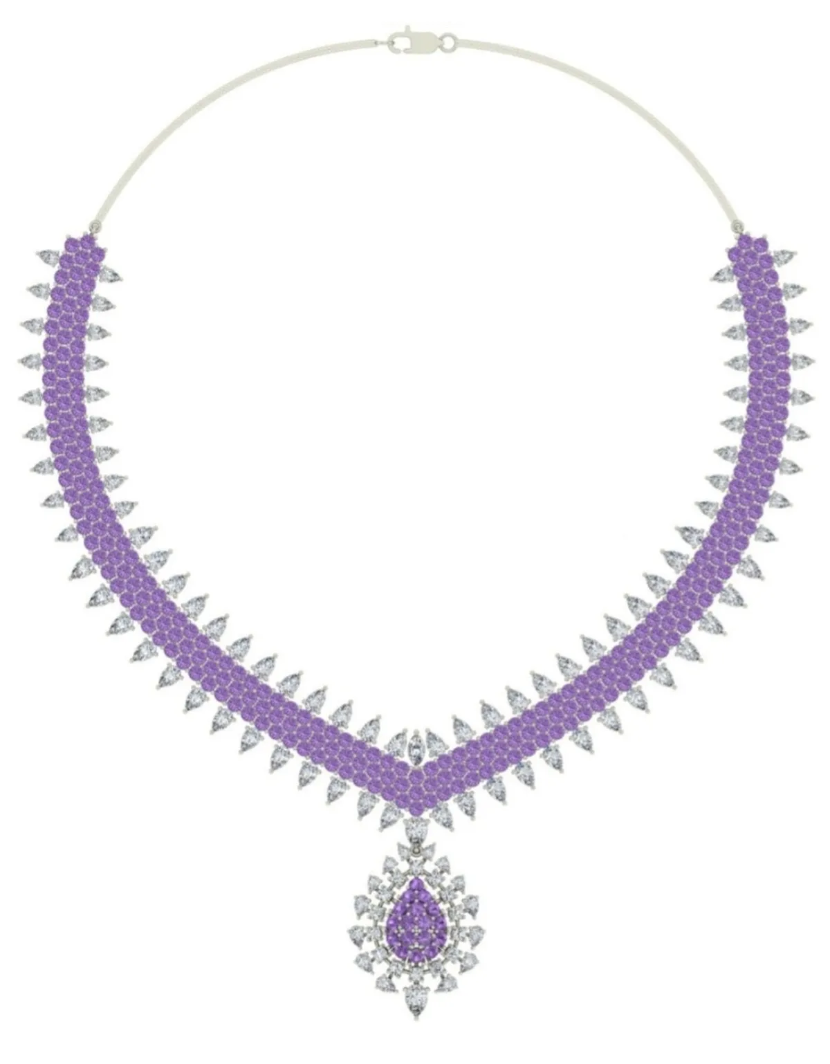 Marquise & Pear Diamond With Fancy Round Stone Fashion Necklace 