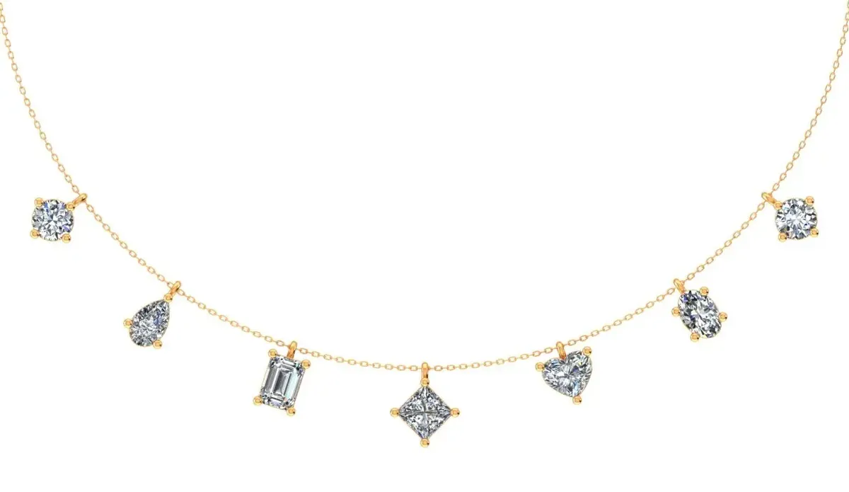 Emerald, Heart, Oval, Princess, Pear & Round Diamond Fashion Necklace 