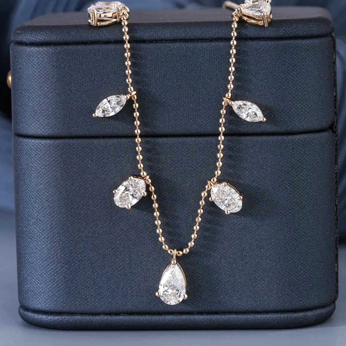 Oval, Pear & Marquise Diamond Fashion Necklace 