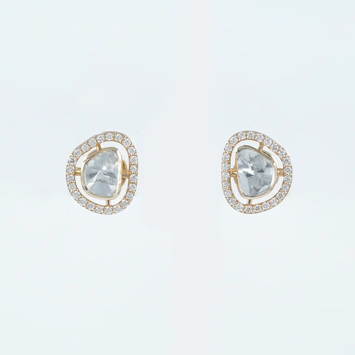 Round Diamond & Polki Necklace Set Earring 