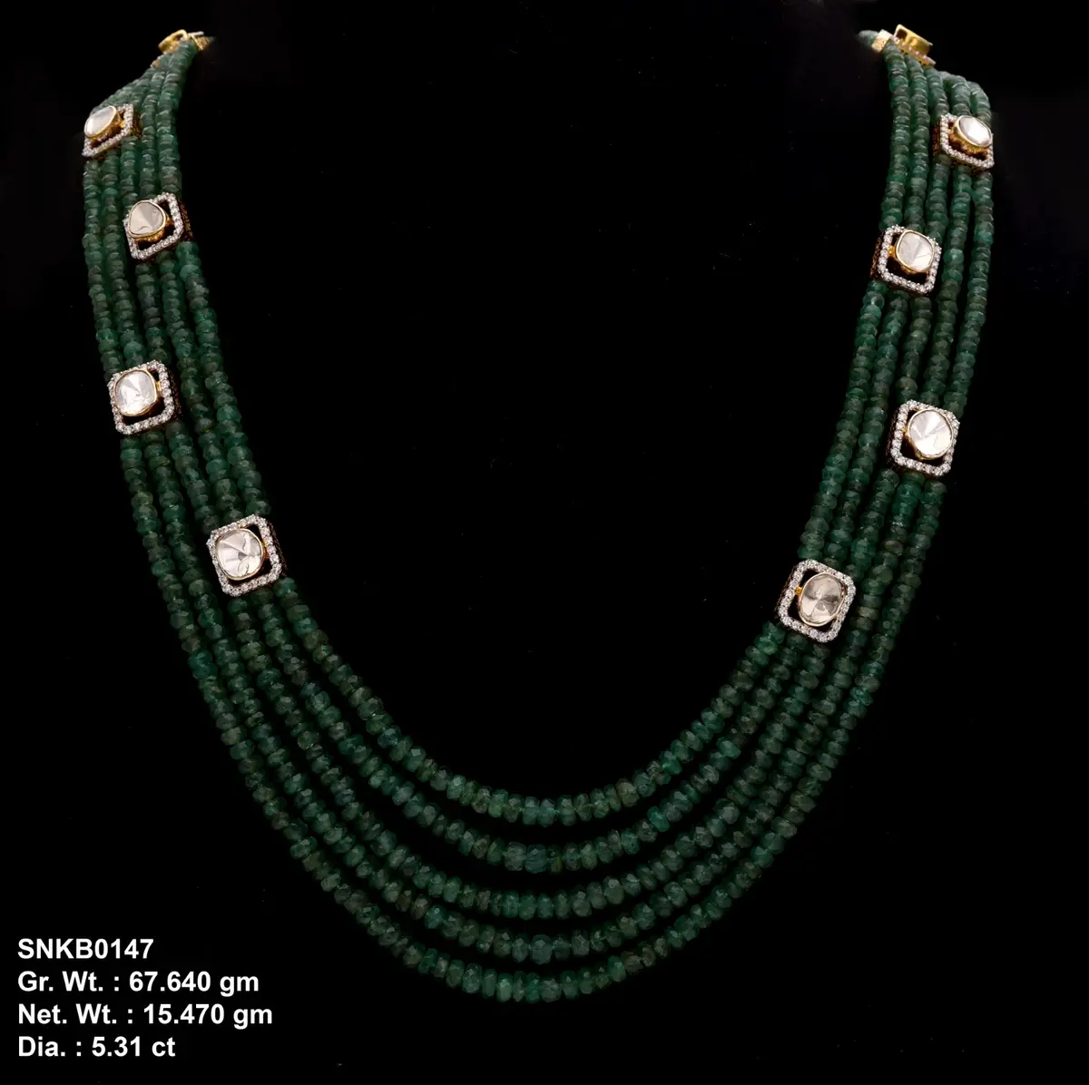 Round Diamond, Polky & Moti Necklace Set 