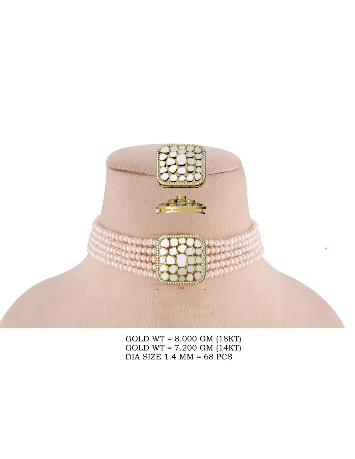 Round Diamond & Polki Necklace Set 